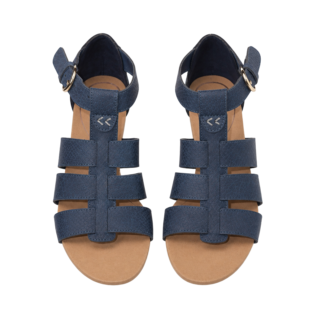 Dr. Scholl's Women's Bailey Blue Reptile Print Strappy Wedge Sandals 1