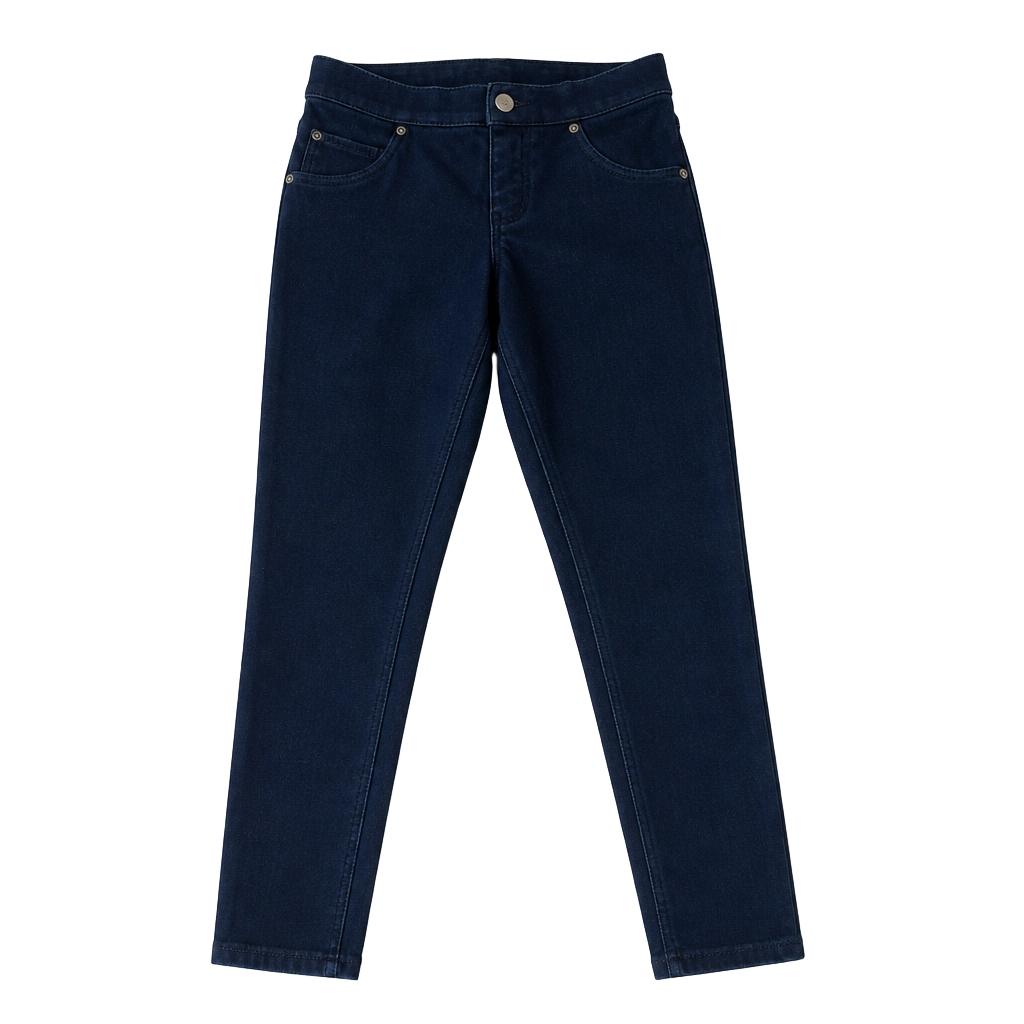 HUE Faux Denim Fleece Lined Stretch Leggings Dark Blue Size S 1