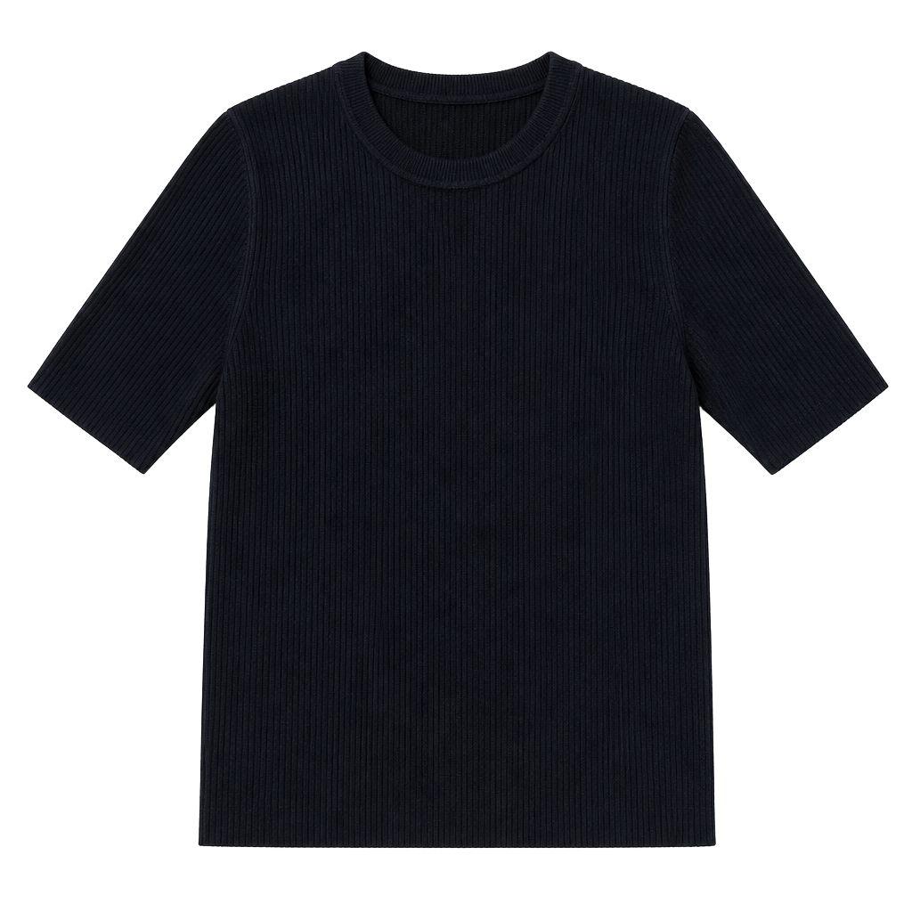 Banana Republic Stretch Cotton Ribbed Short Sleeve Sweater Black Size S 1