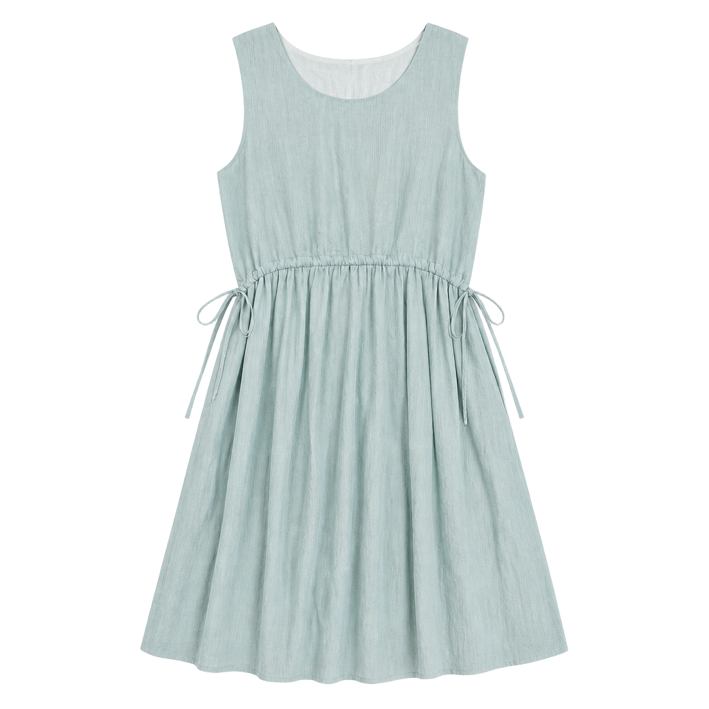 Basic House Sage Green Cotton Blend Midi Dress – Size S (Adjustable Waist) 1