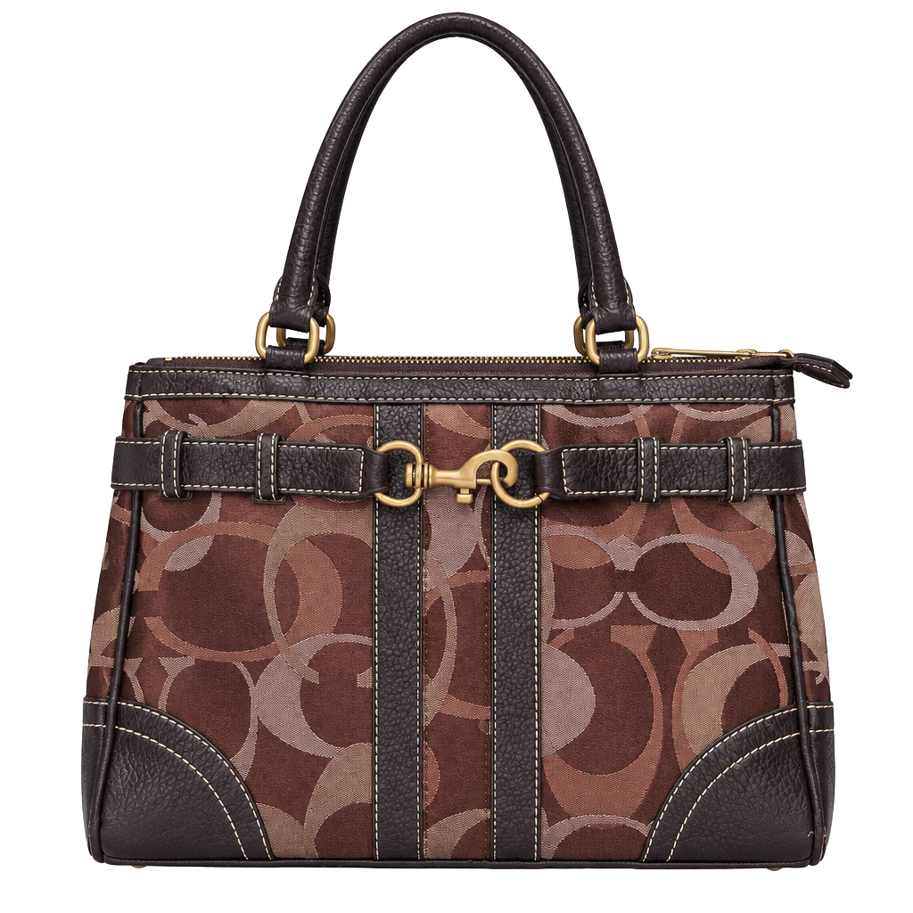 Coach Hamptons Signature Brown Satchel Handbag 1