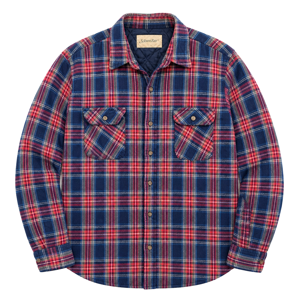 St. John's Bay Vintage Quilted Lined Plaid Flannel Shirt Jacket XL-Tall 1