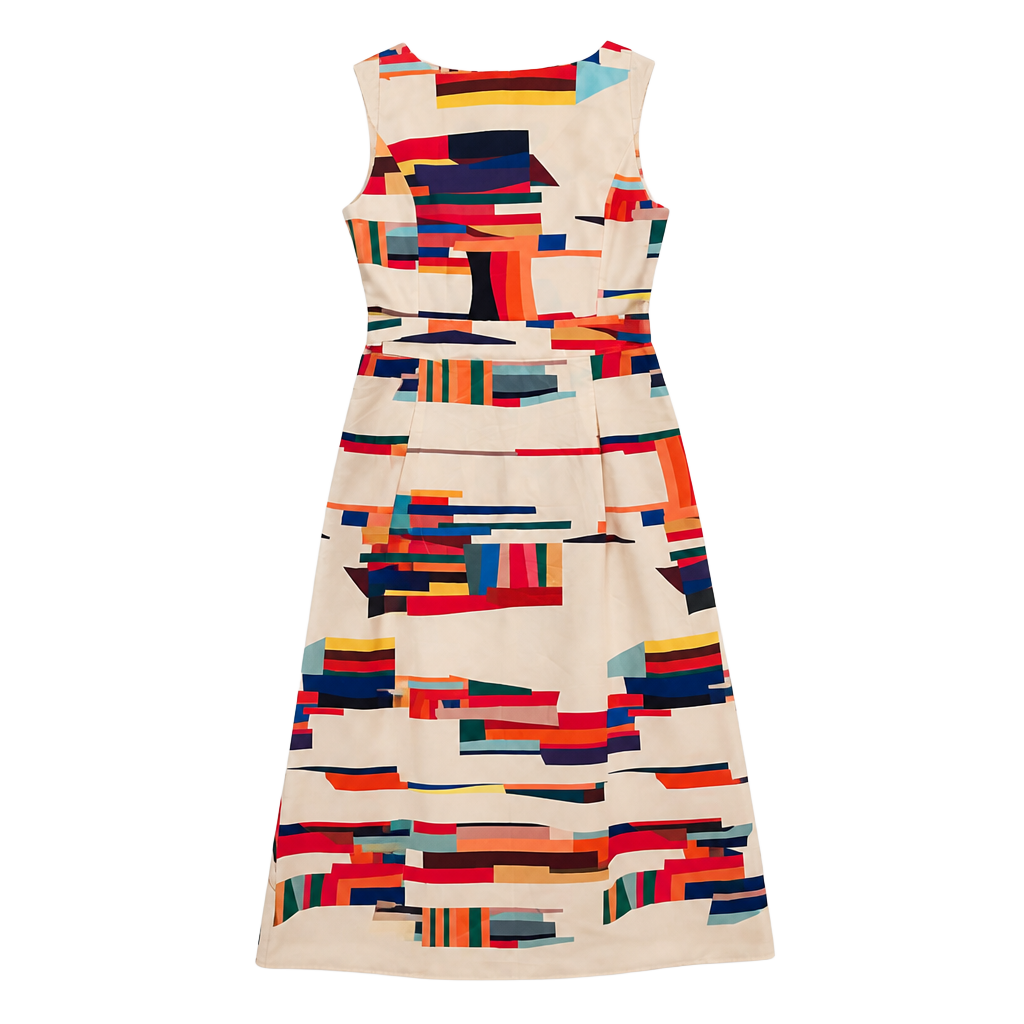 SHEIN Abstract Geometric Print Sleeveless Backless Maxi Dress Size L 1