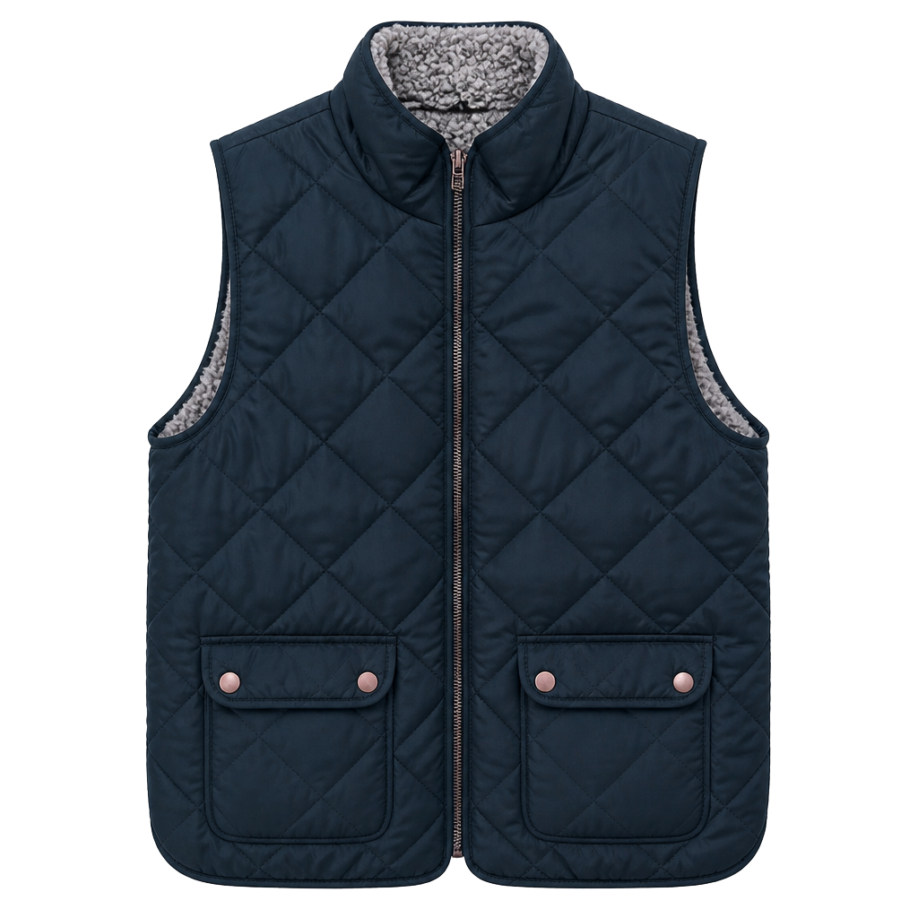 Thread & Supply Reversible Quilted Sherpa Vest Hunter Green Size Large 1