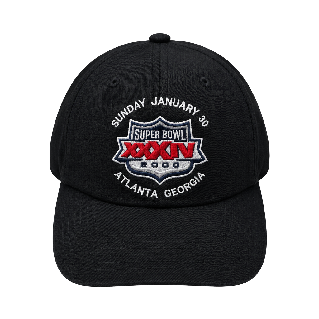 Logo 7 Super Bowl XXXIV Atlanta Georgia 2000 Hat Cap Black 1