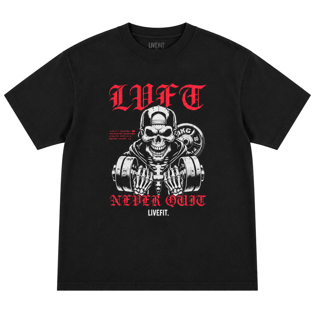 1677 Live Fit Apparel Graphic T-Shirt XL Black Never Quit Size XL 1