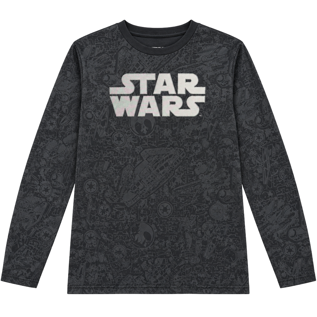 1665 Star Wars All Over Print Long Sleeve Graphic T-Shirt Size Large 1