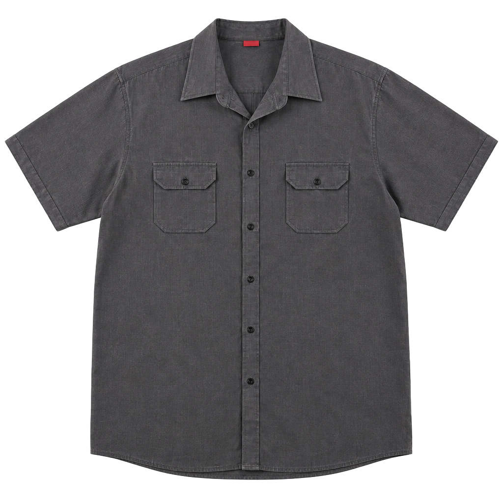 1666 Junction West Short Sleeve Button Up Shirt XXL Charcoal 1
