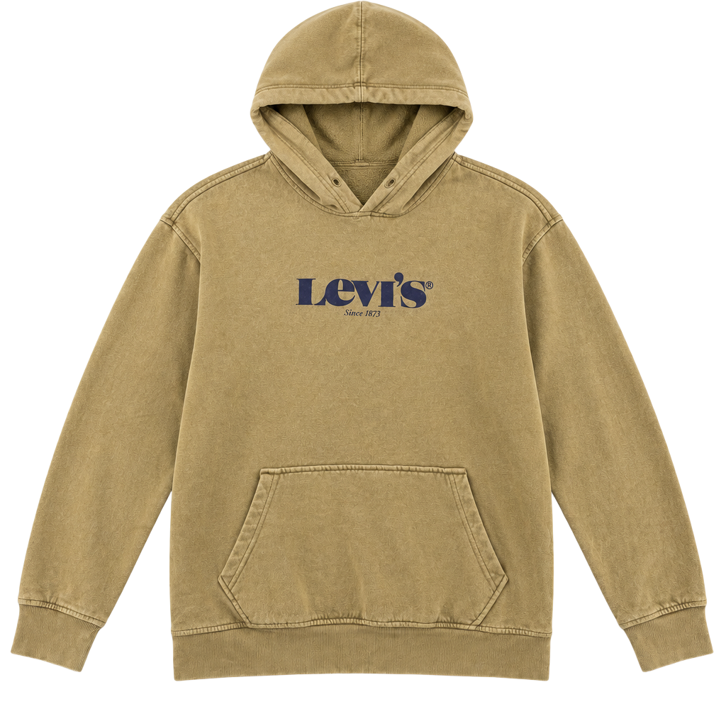 1651 Levi's Hoodie Size M Tan Since 1873 Logo Pullover Sweatshirt 1