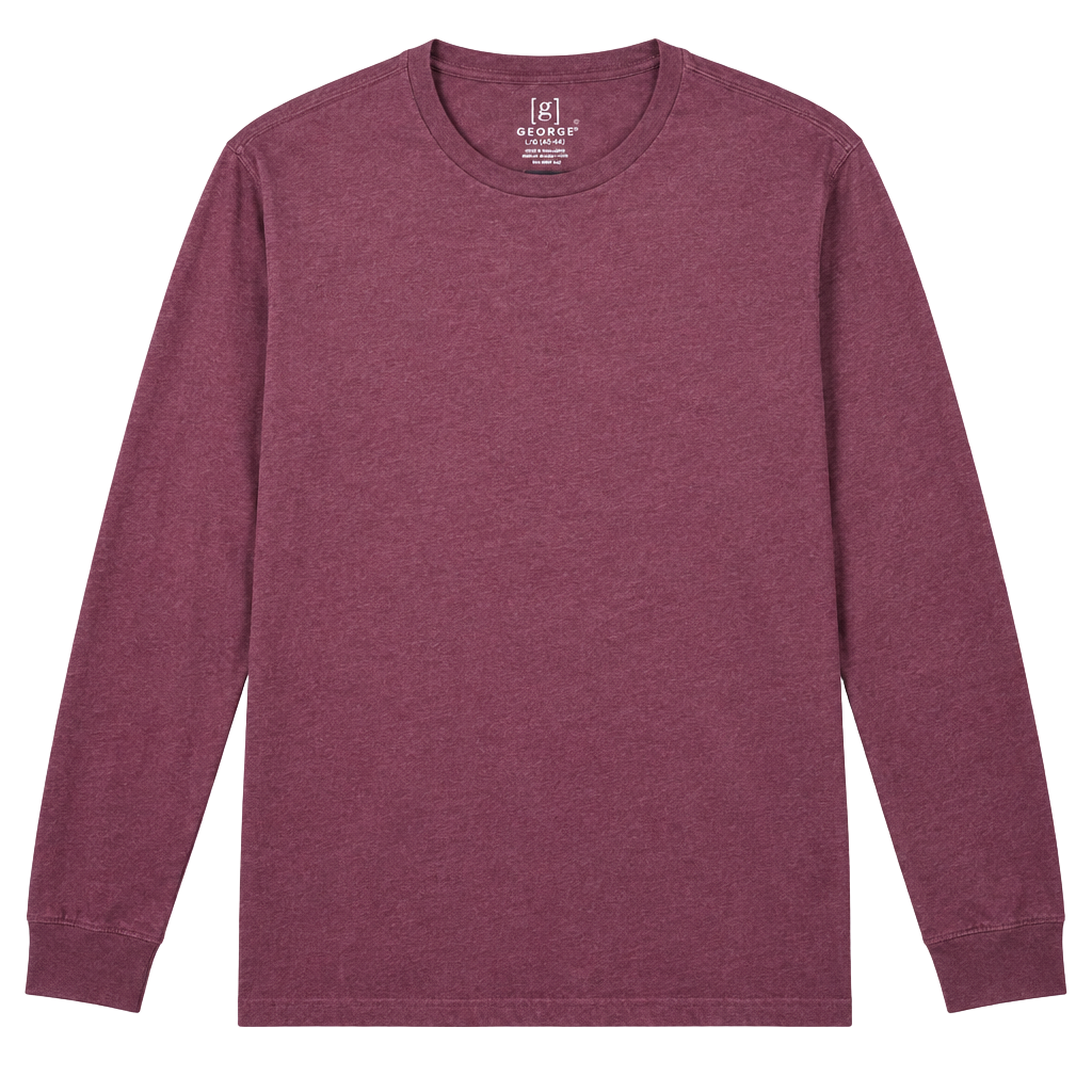 George Long Sleeve Crew Neck T-Shirt Size L Burgundy 1