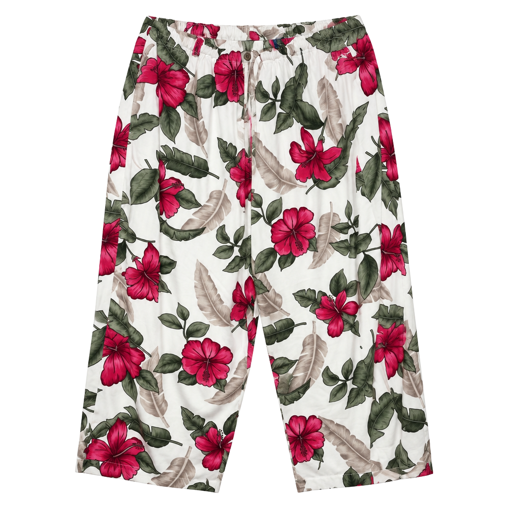 Island Traders Floral Beach Pants XXL White Rayon Tropical 1