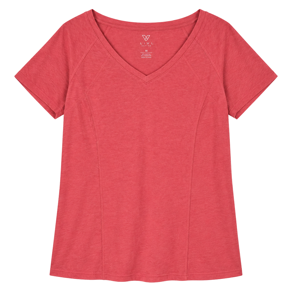 Livi Active T-Shirt Size 14/16 Pink V-Neck Short Sleeve Athletic Top 1