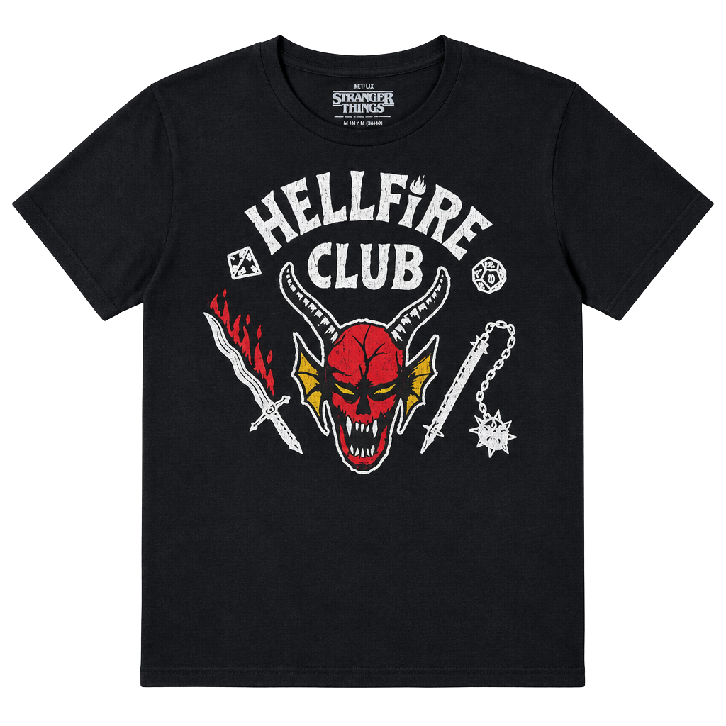 Stranger Things Hellfire Club Graphic T-Shirt Size M Black 1