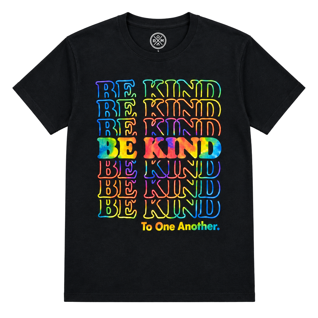 DOM Be Kind To One Another T-Shirt Size S Black Rainbow Graphic 1