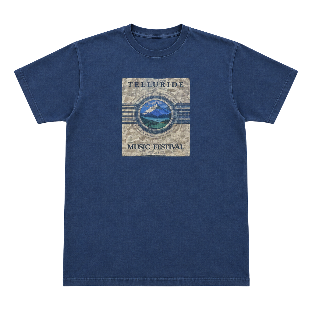 Vintage Hanes Telluride Music Festival T-Shirt Size M 38-40 Blue 1