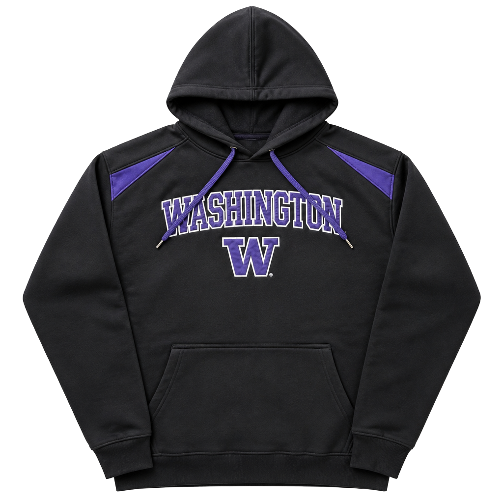 University of Washington Huskies Black and Purple Pullover Hoodie 1