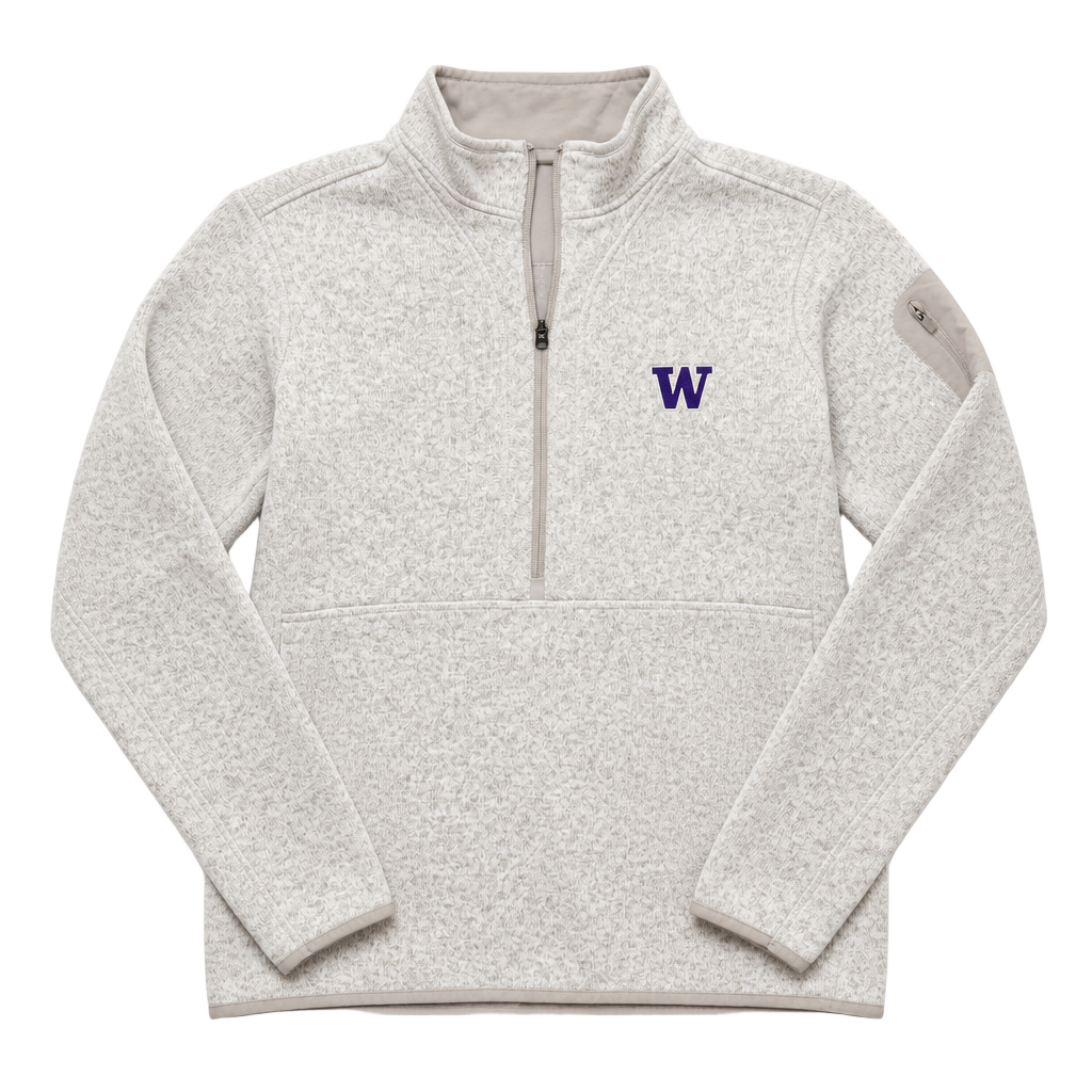 Antigua Women's Heather Gray Washington Huskies Fortune Half-Zip Pullover Jacket 1