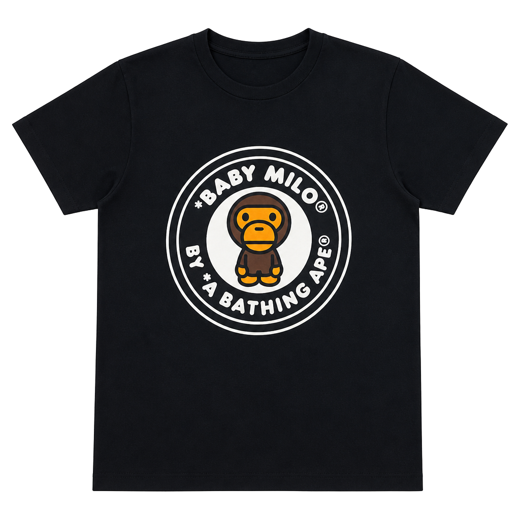 A Bathing Ape Baby Milo Circle Logo Black T-Shirt 1