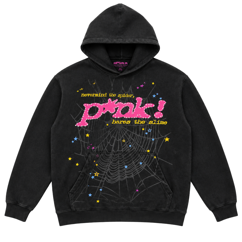Sp5der P*nk Hoodie Size XL Black 1
