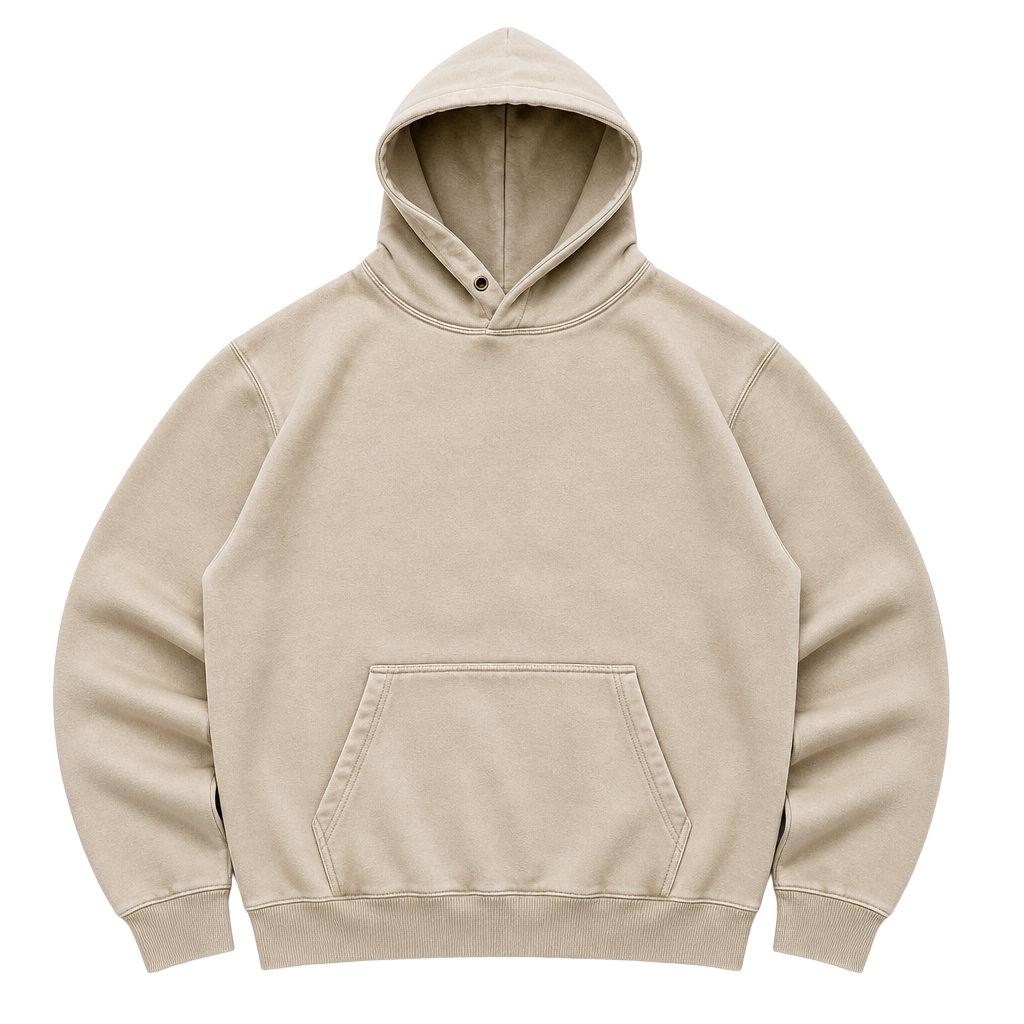 Maison Article Vintage Wash Oversized Hoodie Beige SM 1