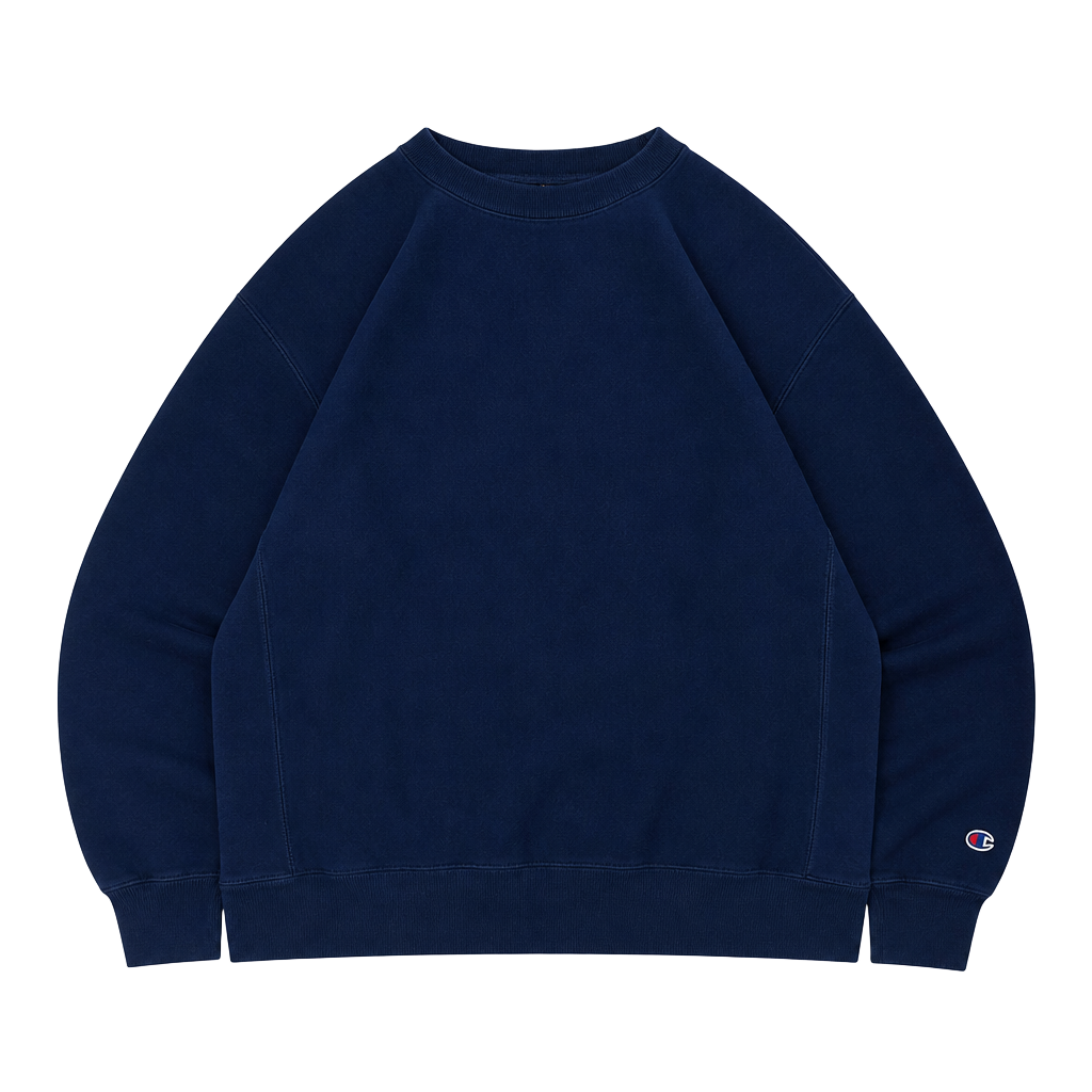 Vintage Champion Reverse Weave Warm Up Size L Navy Blue Crewneck Sweatshirt 1