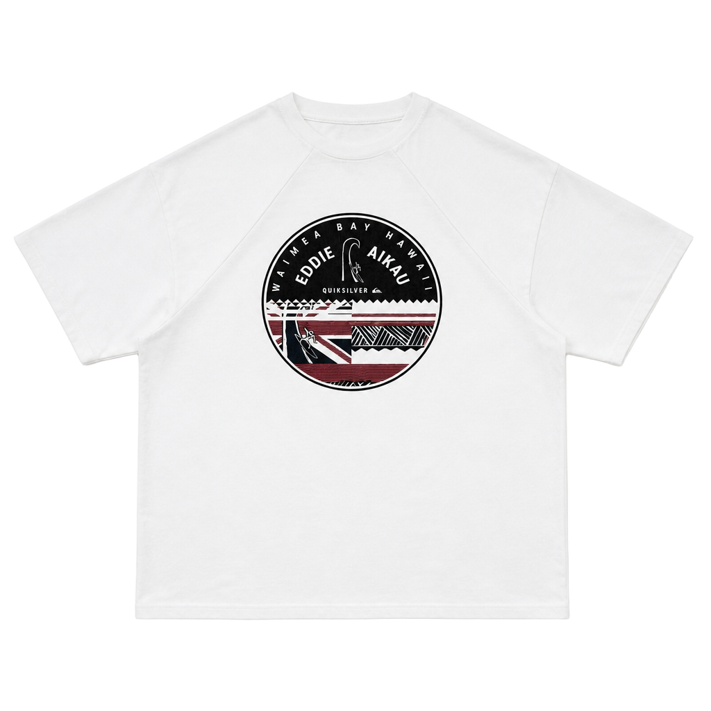 Quiksilver Eddie Aikau T-Shirt Size XXL White Waimea Bay Hawaii Graphic Tee 1