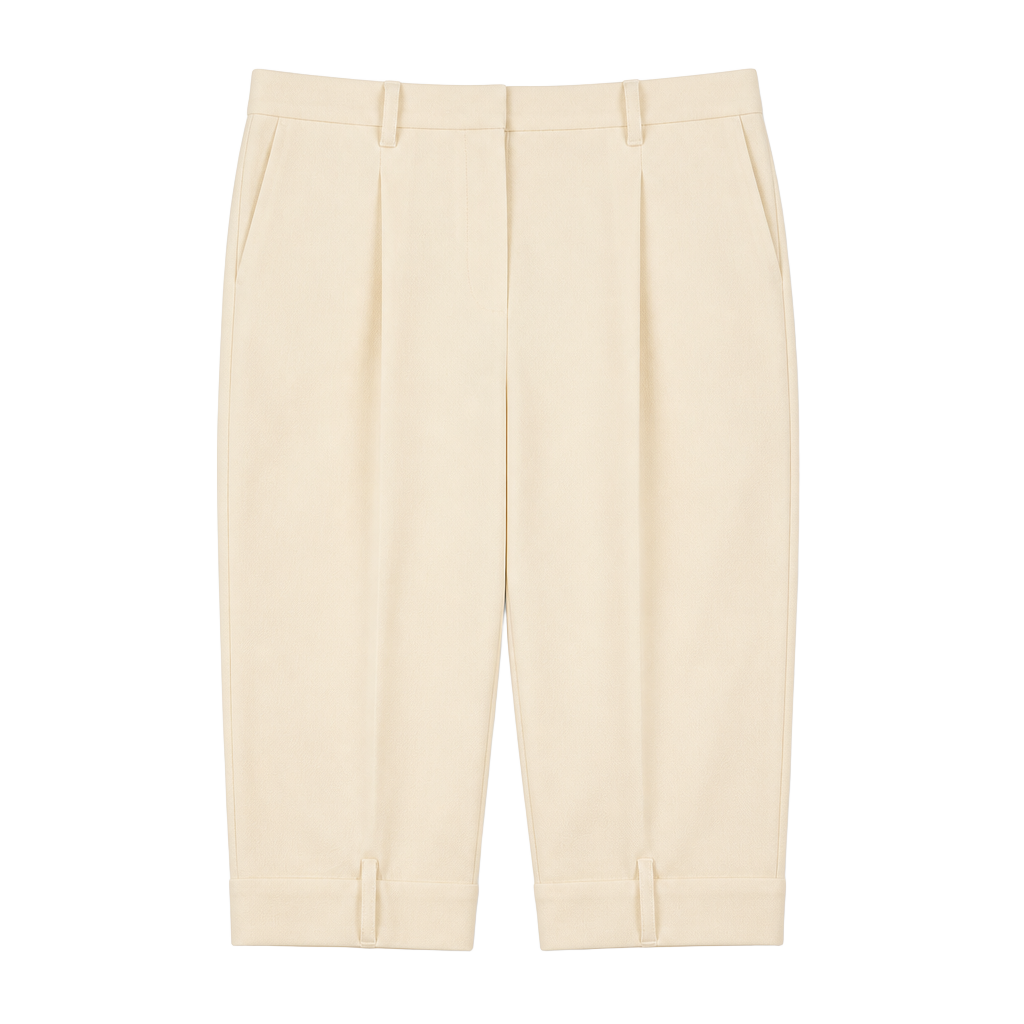 Commense White Pleated High-Waist Dress Pants 1