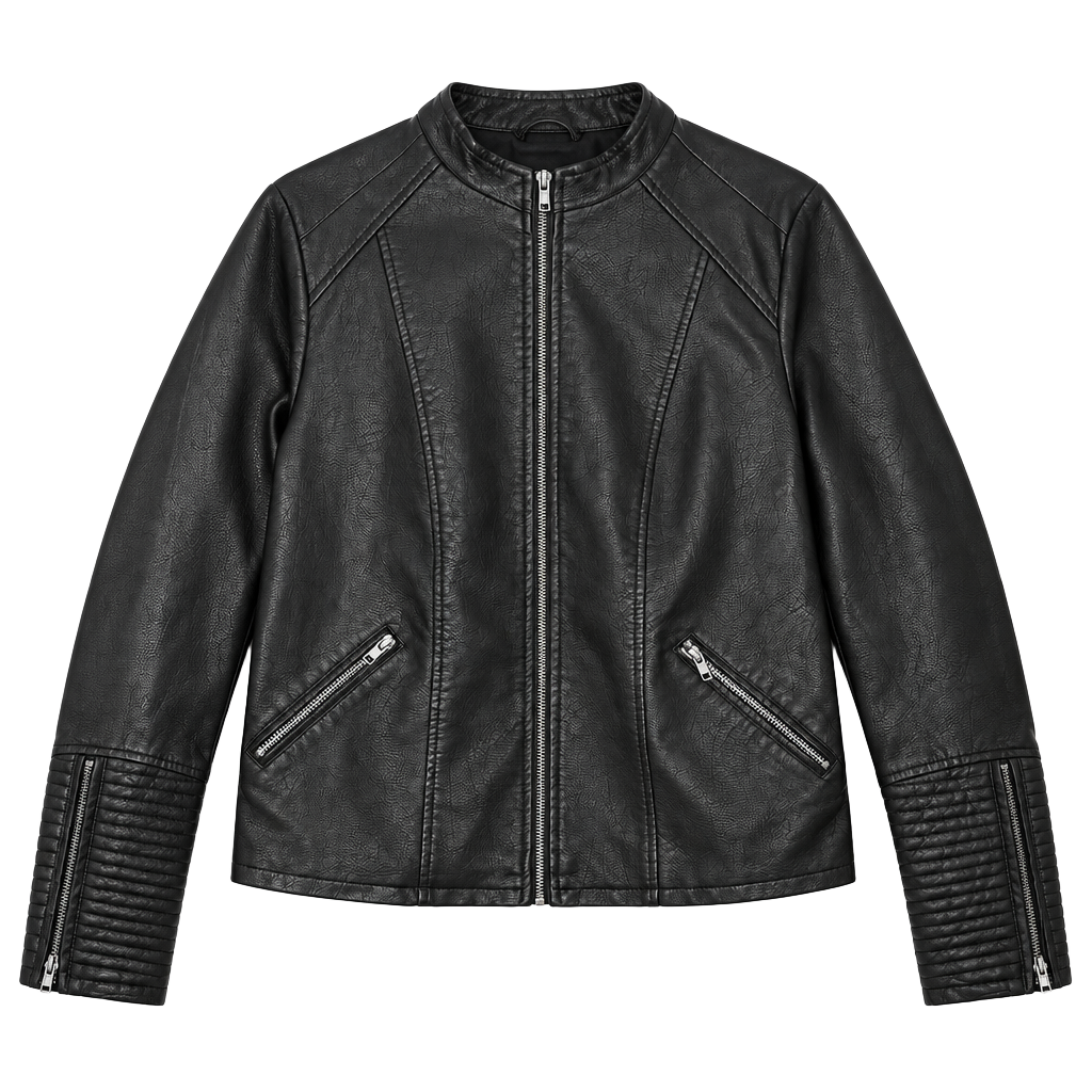 Torrid Faux Leather Moto Jacket Size 1 Black Quilted Zip 1