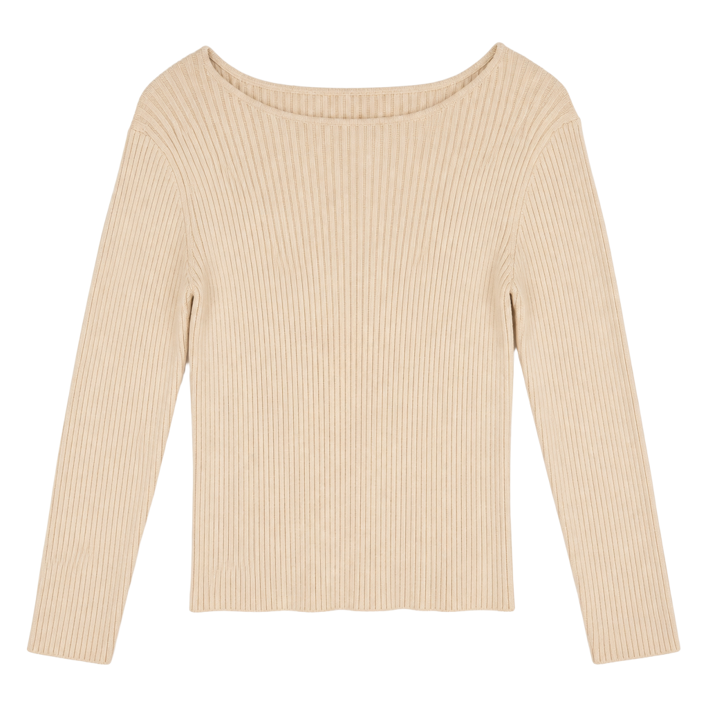 Worthington Ribbed Sweater Size XL Beige Long Sleeve Boat Neck 1