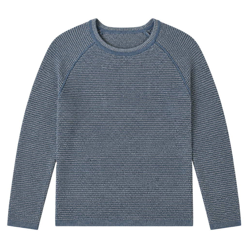 Vince Blue Textured Waffle Knit Raglan Sweater Size L 1