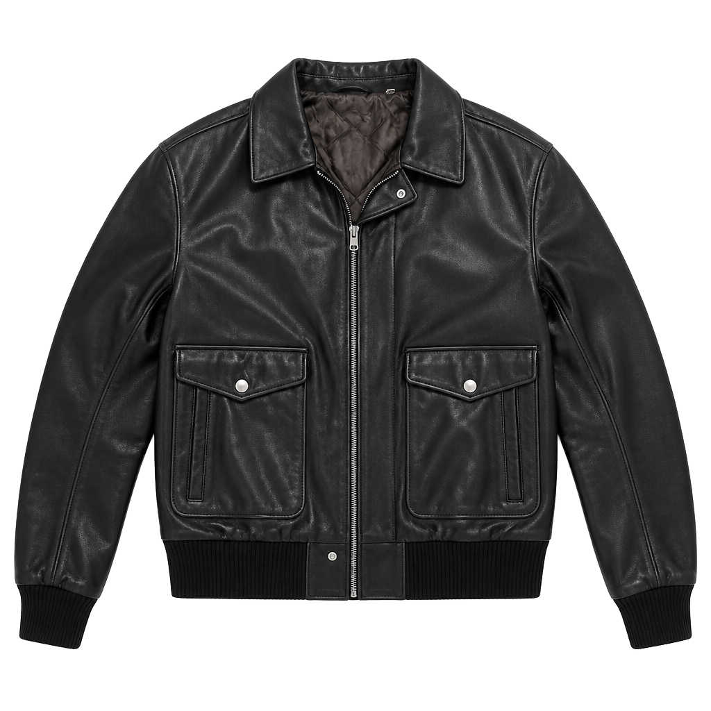 Men’s Burberry Leather Bomber Jacket Black 1