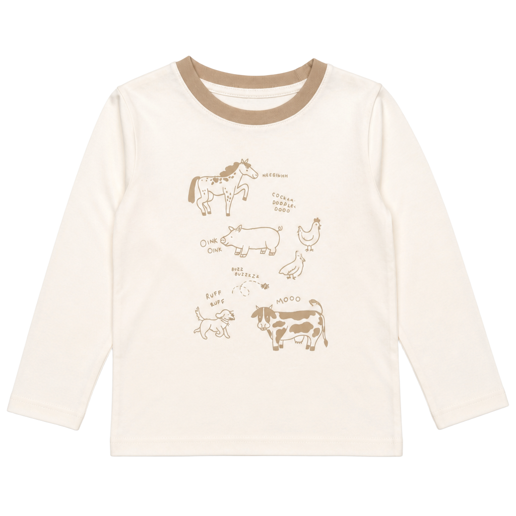 Cat & Jack Toddler Long Sleeve Farm Animal Graphic T-Shirt 4T 1