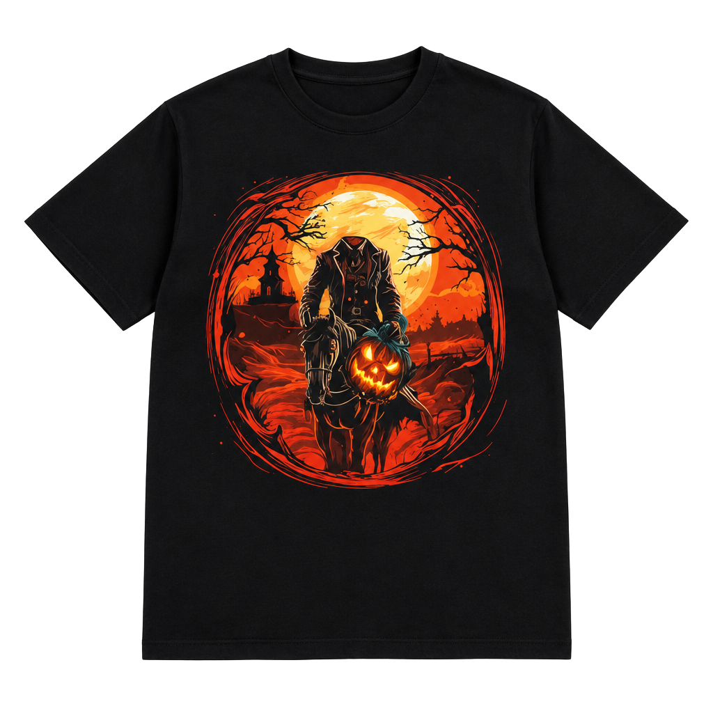 UnisexHeadless Horseman Halloween Graphic T-Shirt Size L Black 1