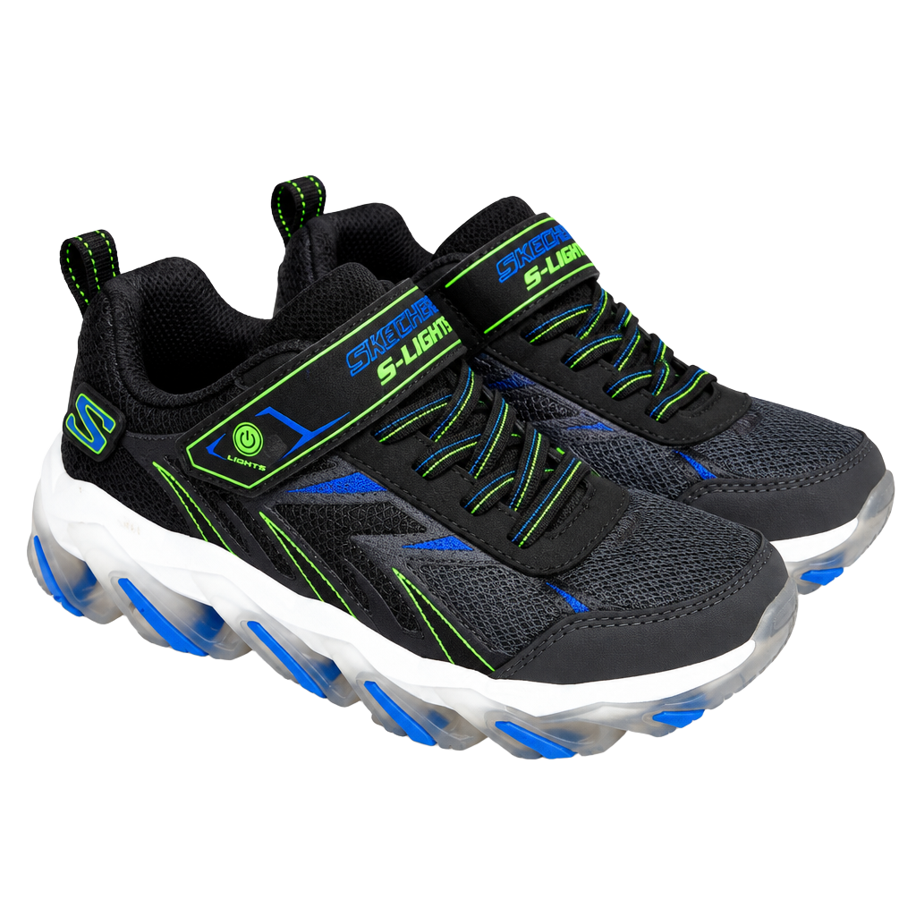 Skechers S-Lights Mega-Surge 2.0 Size 2.5 Black Sneakers 1