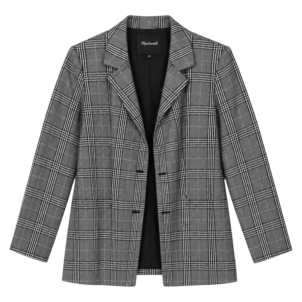 Madewell Caldwell Double-Breasted Blazer Size L Menswear Plaid 1