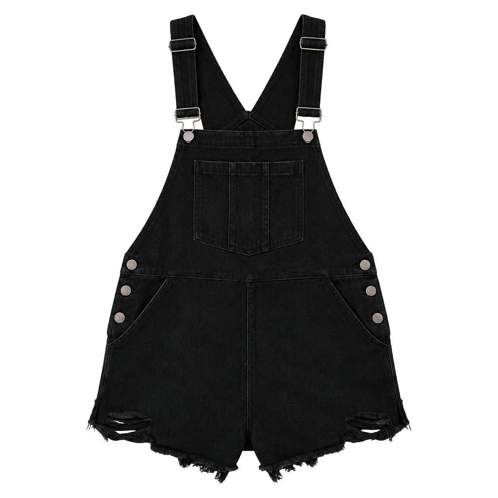 Show Me Your Mumu Denim Jeans Overalls Size XL Black Distressed Shortalls 1