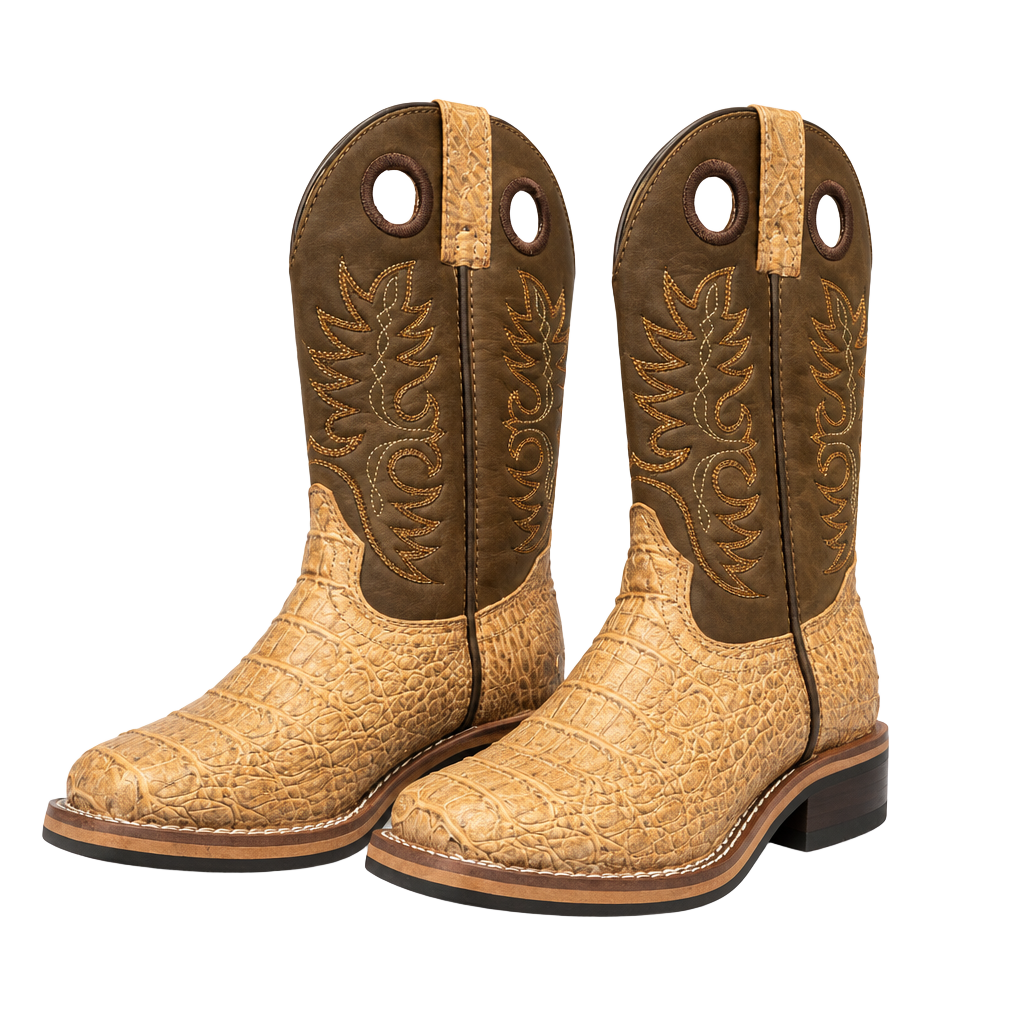 Cody James Gator Print Western Boots Size 10 Tan Brown Square Toe 1