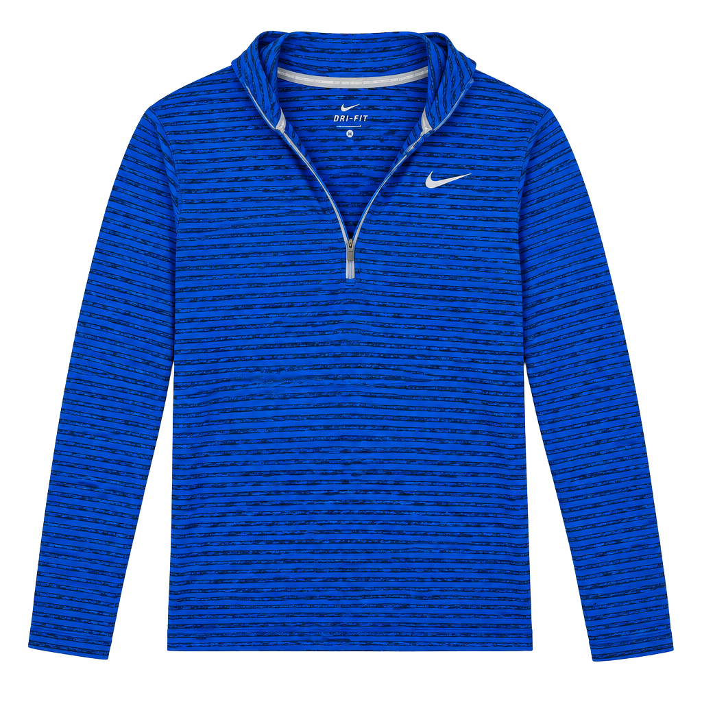 Nike Dri-FIT Element Stripe 1/2 Zip Size M Blue Black Running Pullover 1
