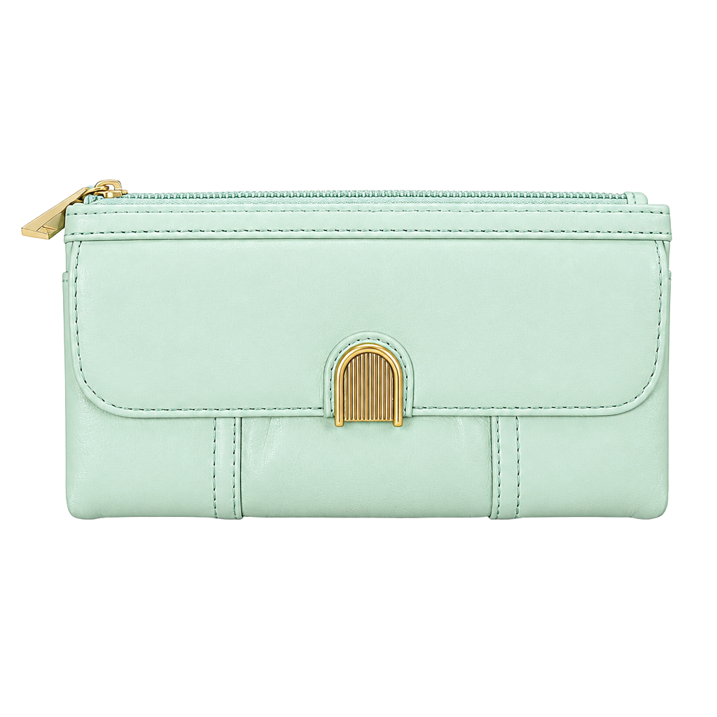 Fossil Cora Clutch Wallet Sage Green Leather 1