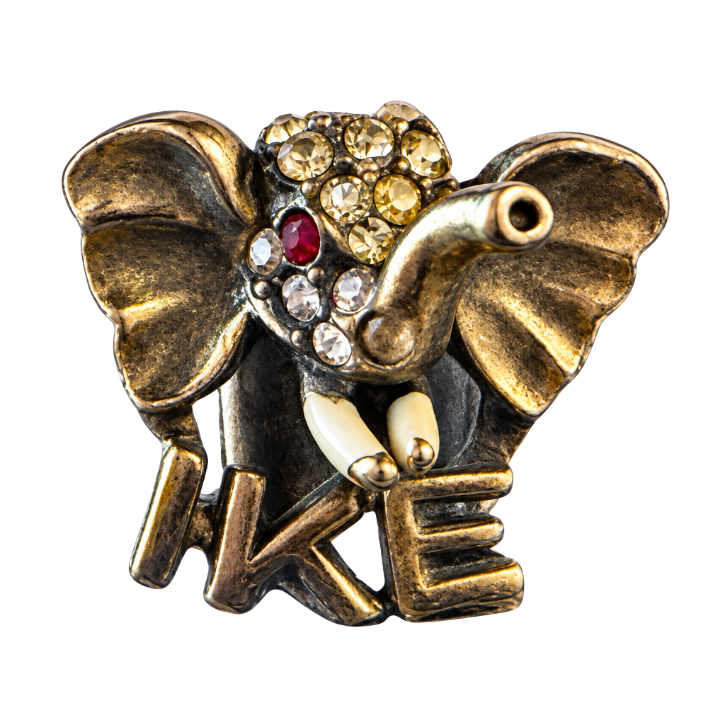 Vintage Bogoff “IKE” Eisenhower Rhinestone Elephant Lapel / Buttonhole Jewelry 1