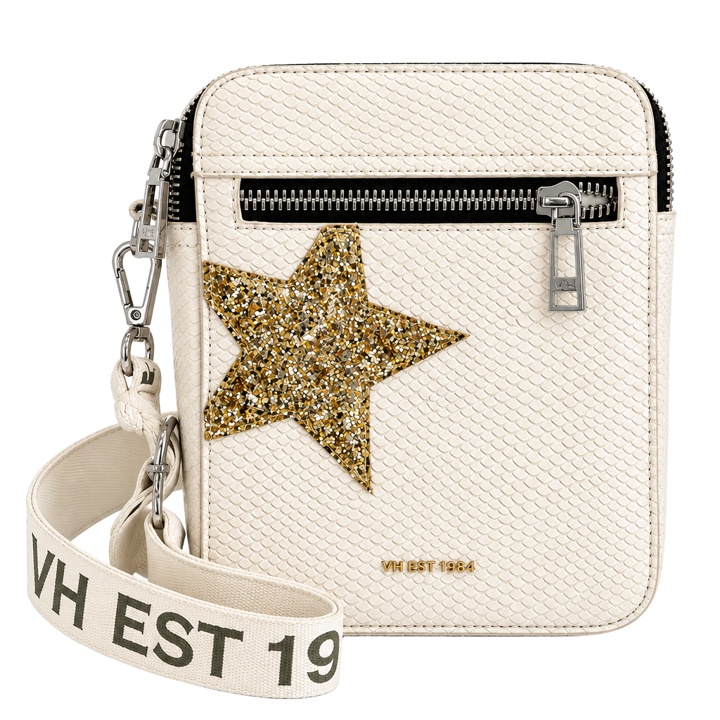 Vintage Havana Rocker Snake White Gold Star Crossbody Bag 1