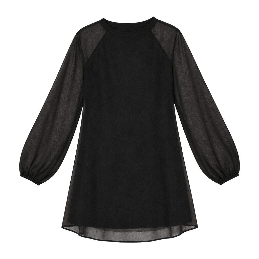 Joie Balloon Sleeve Dress Extra Small Black Chiffon Mini Shift 1
