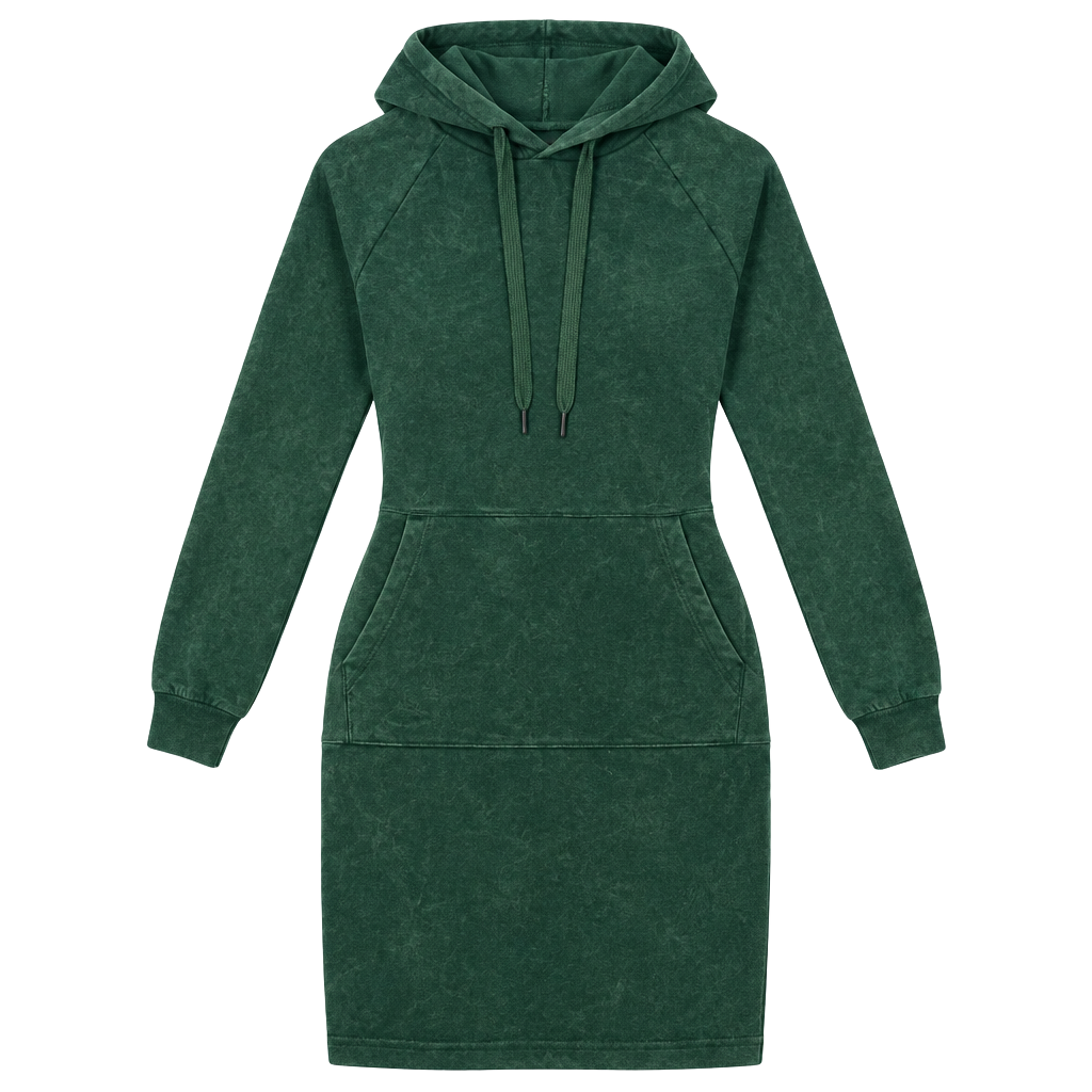 No Boundaries Hoodie Dress Size XS/CH Green Velour Kangaroo Pocket 1