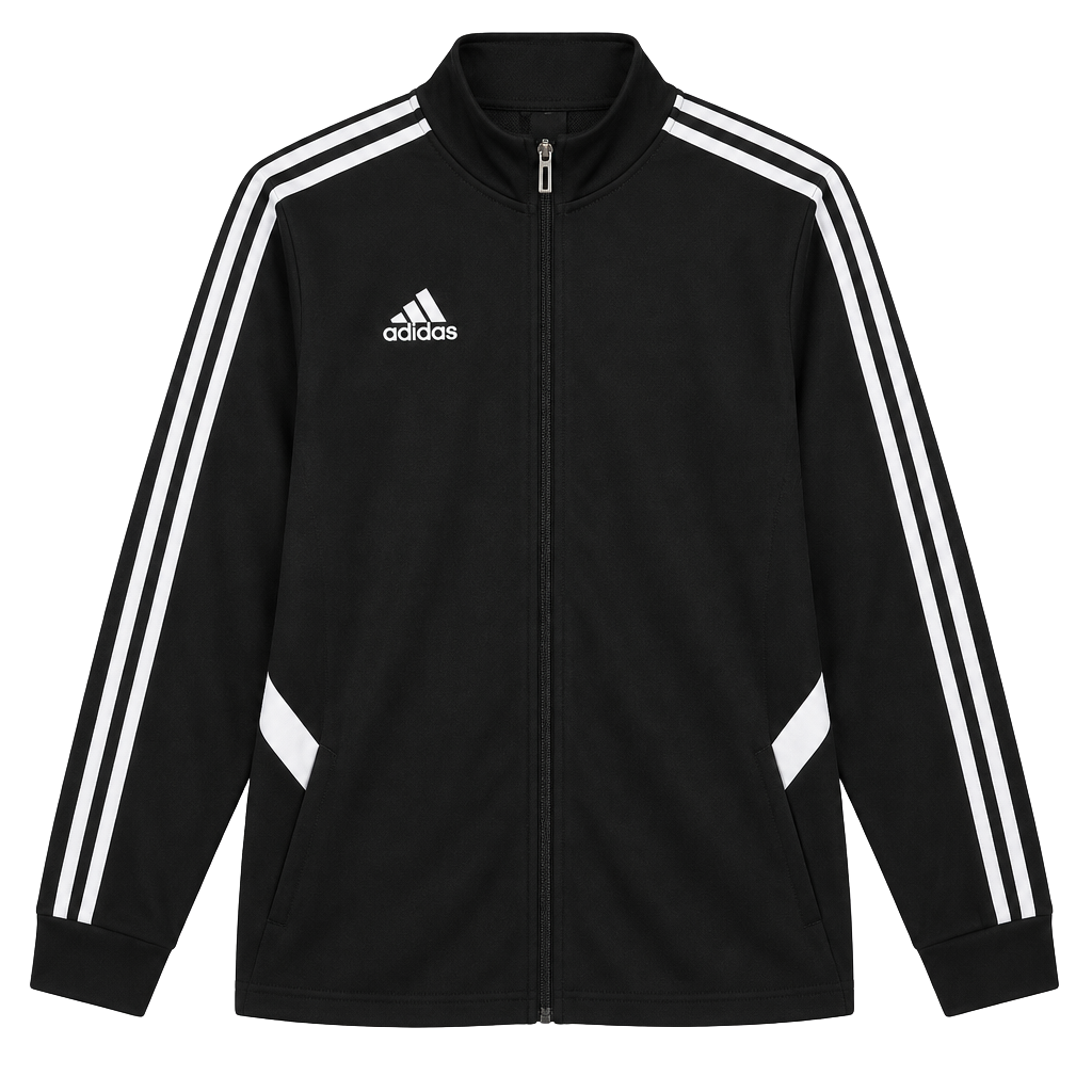 Adidas Track Jacket Black White 3 Stripes Full Zip, XL 1