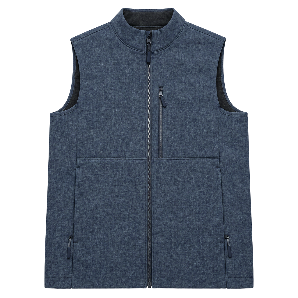Quince Softshell Full-Zip Vest Heather Deep Navy 1
