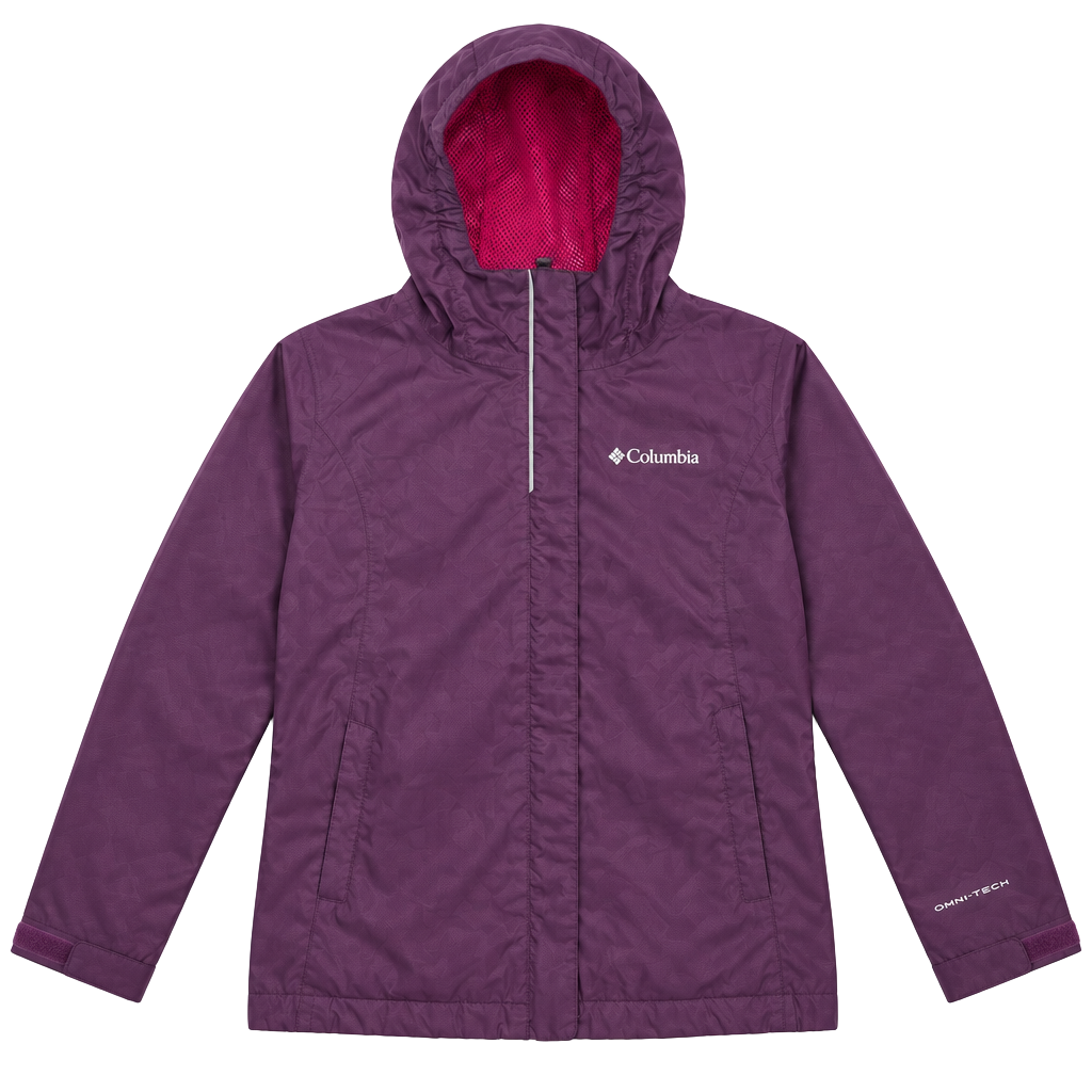 Columbia Omni-Tech Purple Hooded Rain Jacket youth 7/8 1