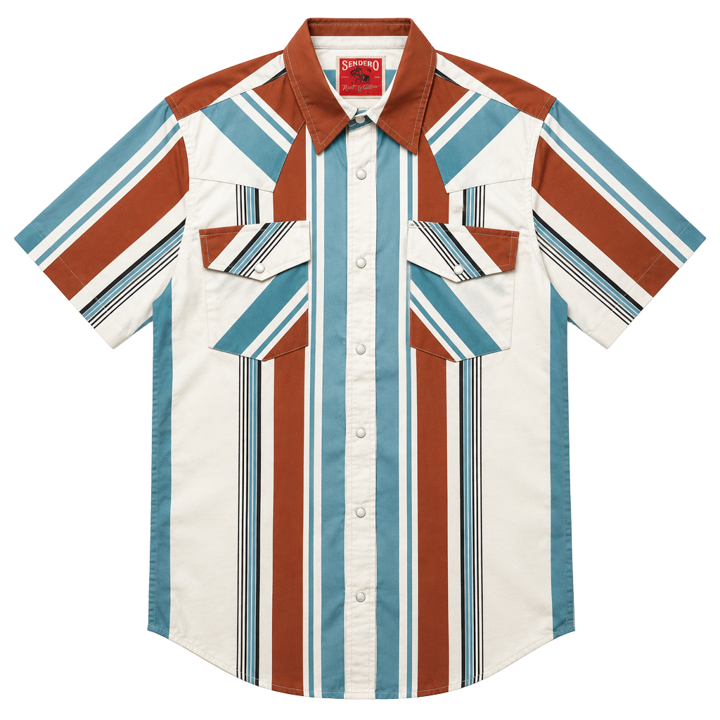 The Wyatt Pearl Snap Short Sleeve Print Shirt - Striped Sendero Provisions Co Sm 1