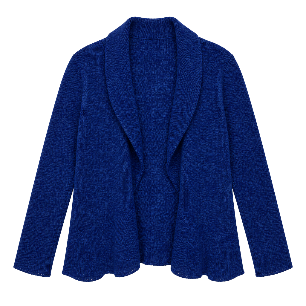 Chico's Open Front Waterfall Cardigan Size 0 Blue Wool Blend 1