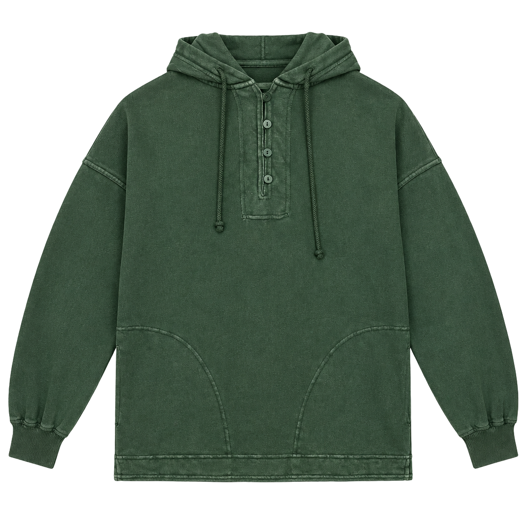 Aerie Henley Hoodie Size XS Green Cotton Slouchy Pullover 1