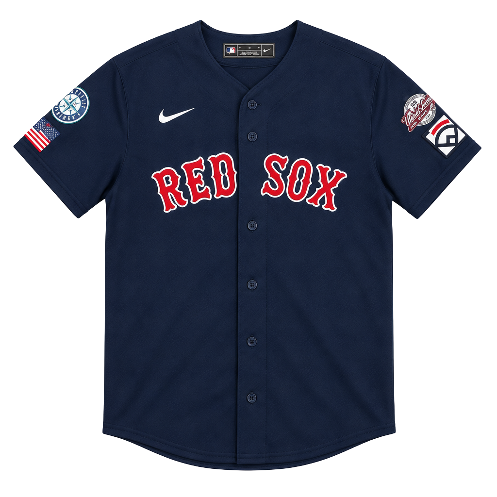 Nike Boston Red Sox Jersey Size M Blue Custom Patch Number 6 YOUTH 1